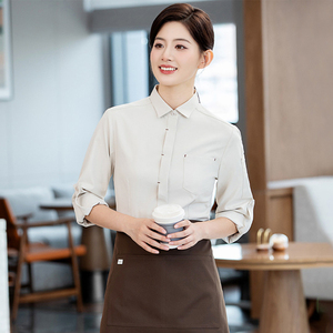 Long Sleeve Shirts Restaurant Server <strong>Uniform</strong> for Employees Italian Japanese AU UK Restaurant Hotel <strong>Waitress</strong> Server Workwear - Product Image 3