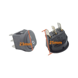 Rocker <b>Switch</b> 3-Pin 23mm 25mm Black Round <b>Power</b> <b>Switch</b> For Electrical Devices - Product Image 1