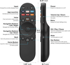 Vizio TV XRT270 Fernbedienung für <span class=keywords><strong>Bluetooth</strong></span>-Sprach aktivierung Allgemeine intelligente Fernbedienung mit Silikon tastatur für zu Hause - Product Image 2