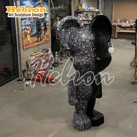 Sculpture d'art pop en résine, grande sculpture d'ours noir graffiti, décoration d'intérieur, statue