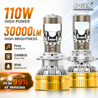 Ampoules de phares LED DGLS Mi10 H4 H7 H11 9005 9006 9012 avec mini lentille de projecteur 110W 30000LM 6000K, sans erreur Canbus, pour automobile