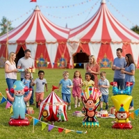 Ballons décoratifs en aluminium gonflables en forme de dessin animé, motif cirque fantaisiste, pour fête d'anniversaire d'enfants