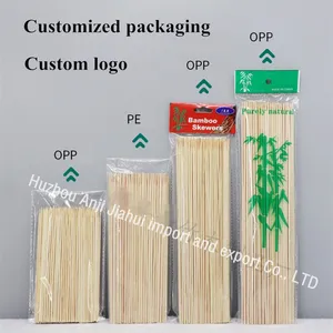 Bamboo Bbq Skewers Shishi Kabob Yakitori Thin Shish Kebab Barbecue Wood Grill Soak Sticks Custom Packaging