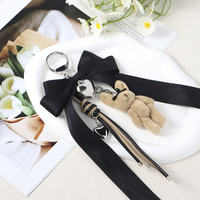 Porte-clés avec nœud en forme de ruban mignon Porte-clés pour femmes Porte-clés à breloques pour femmes Girly Sweet Charm Purse Bag Pendant Accessory Plush Plush Rabbit Key Ring Bowknot Keychain
