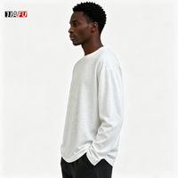 T-shirts pour hommes en coton uni à manches longues de haute qualité, tissu léger, finition délavée vintage, coupe ample, vente en gros