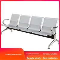 Chaises d'attente multi-places en acier inoxydable au design moderne avec accoudoirs pour hôpitaux, cliniques, aéroports, salons
