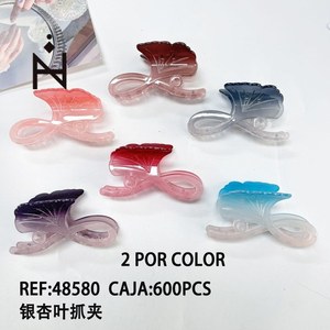 Fermaglio per capelli a forma di foglia di ginkgo, 2 pezzi per colore, 600 pz in scatola, fermaglio per capelli a foglia di ginkgo color argento - Product Image 1