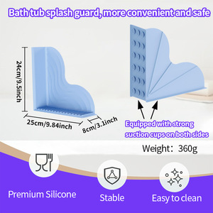 Protection anti-éclaboussures en silicone pour baignoire, sans cadre, bleue, étanche, avec ventouses pour salle de bain - Product Image 5