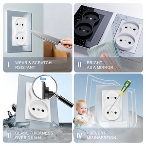 Glass Bảng điều chỉnh Ổ cắm điện tường ổ cắm kính màu đen EU 16A điện tường ổ cắm cho trang trí nội thất - Product Image 5
