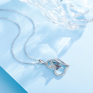 925 sterling silver delle donne farfalla blu cubic zirconia amore cz del pendente del <span class=keywords><strong>cuore</strong></span> della <span class=keywords><strong>collana</strong></span> - Product Image 3