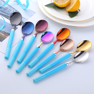 Miễn phí bé trẻ em thép không gỉ dao kéo đồ dùng Flatware muỗng và Fork Set với phim hoạt hình Silicone xử lý - Product Image 4