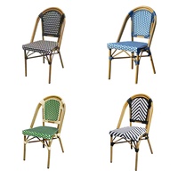 Chaise de salle à manger en rotin pour usage commercial français, empilable, design antique, durable, écologique, pour café en plein air
