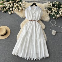 Robe longue plissée évidée taille haute style chinois coupe trapèze pour femme, idéale pour les fêtes estivales – Nouvelle collection 2026, succès de vente