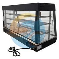 Vitrine chauffante électrique professionnelle avec couvercle en verre noir, capacité 350L, à poser sur table, pour usage en restaurant