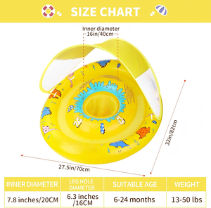 Flotador de Piscina para Bebés con Diseño de Dinosaurio Amarillo, con Toldo Removible y Asiento de Seguridad Ajustable - Product Image 4