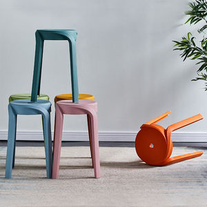 <b>Plastic</b> Round <b>Stool</b> Modern Minimalist Design Stackable Home Use Chair - Product Image 2