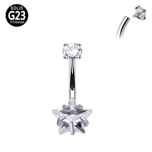 Gioielli per Piercing in Titanio ASTM F136 G23, Anelli per Ombelico con Filettatura Interna Rotonda/Quadrata/a Forma di Stella/Cuore con Zirconi Cubici 136 - Product Image 3