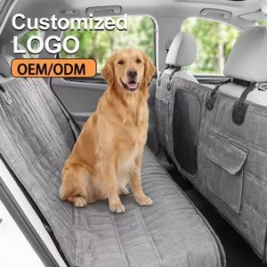 Housse de siège de <span class=keywords><strong>voiture</strong></span> de luxe imperméable à carreaux détachable <span class=keywords><strong>pour</strong></span> chiens, <span class=keywords><strong>pour</strong></span> l'arrière de la <span class=keywords><strong>voiture</strong></span>, se divise en deux poches, laisse de sécurité en maille, toutes saisons - Product Image 2