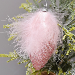 Marabout rose naturel <span class=keywords><strong>plume</strong></span> de dinde <span class=keywords><strong>boule</strong></span> de noël pour arbre de noël ornement Festival automne décor fête vacances approvisionnement cadeaux artisanat - Product Image 4