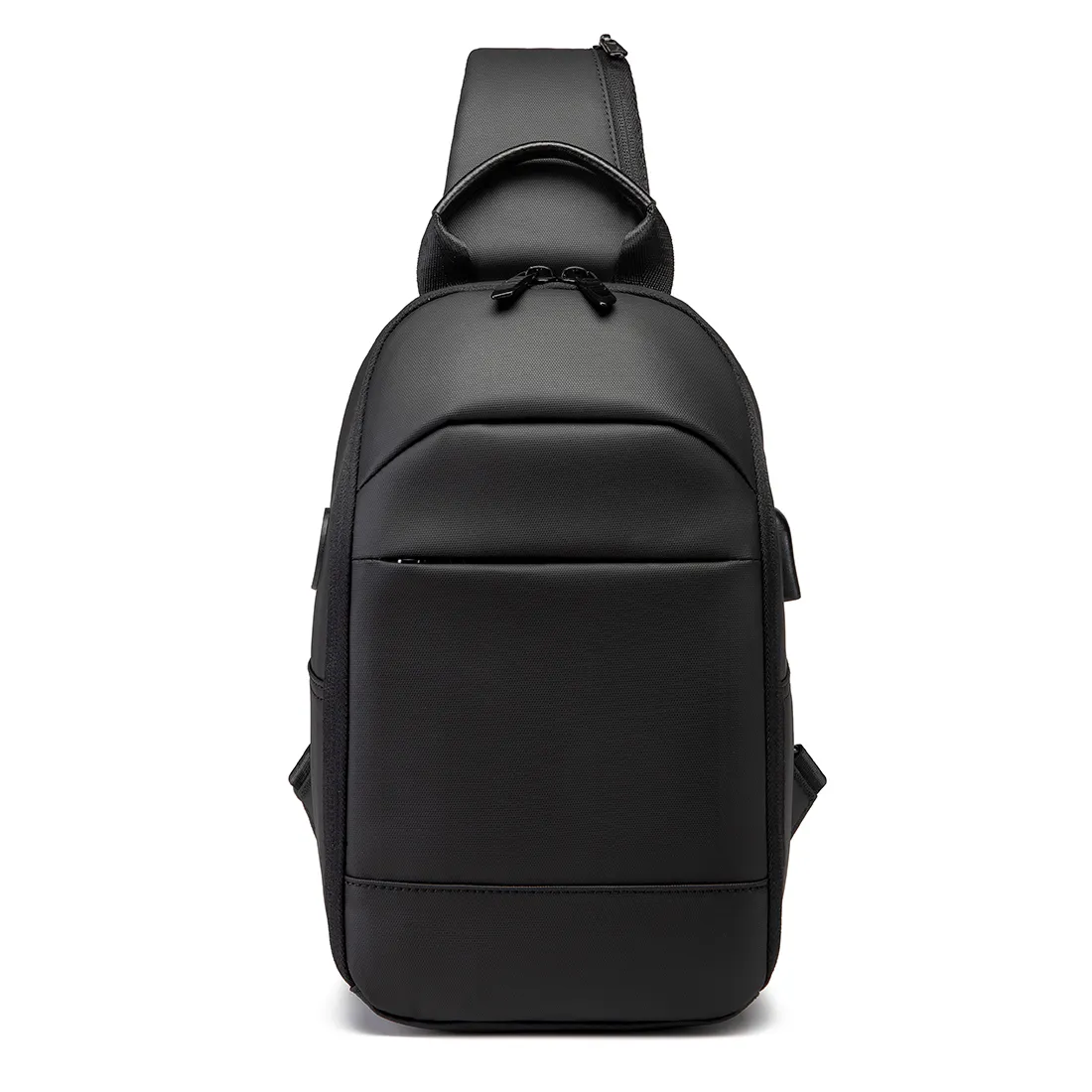 Fashion Waterproof Shoulder Black Chest Sling Bag Men Usb Charging backpack