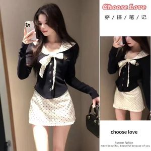 Conjunto de mujer Falda ceñida al cuerpo de cintura alta Slim Fit Top de manga larga Otoño Invierno Cuello Corbata Camiseta Mujer - Product Image 2