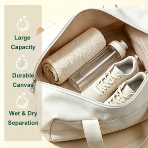 <b>Large</b> Capacity Lightweight <b>Canvas</b> Travel Duffel <b>Bag</b> with Zipper Closure Durable Sports Gym Luggage <b>Tote</b> <b>Bag</b> - Product Image 2