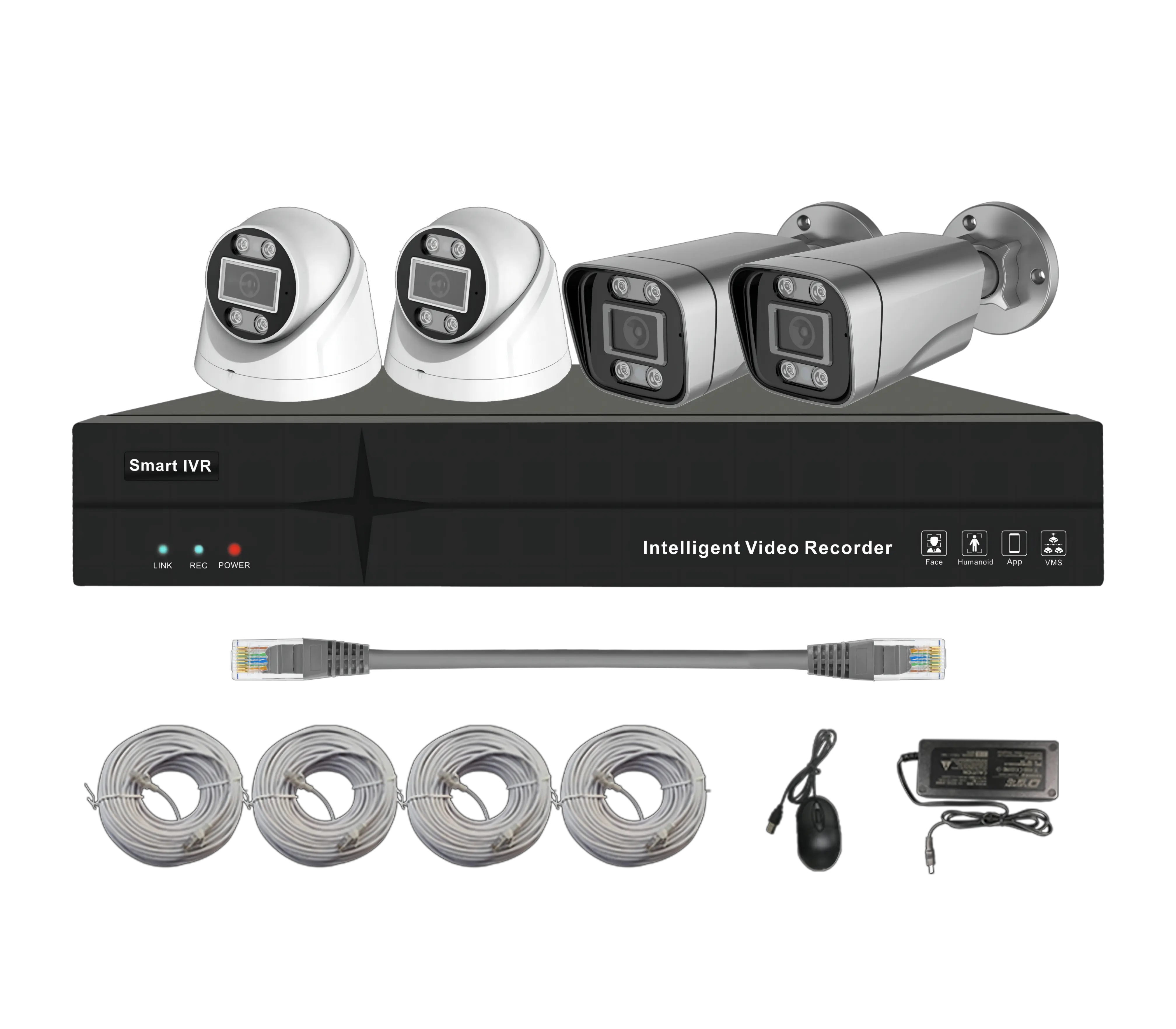 SmartSF 5MP Poe Security Camera System 4CH 5MP With Dual Light Surveillance Camera System POE NVR Kit
