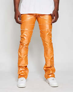 <span class=keywords><strong>Jeans</strong></span> morbidi elastici personalizzati in <span class=keywords><strong>pelle</strong></span> sintetica <span class=keywords><strong>Jeans</strong></span> <span class=keywords><strong>larghi</strong></span> pantaloni Casual da uomo - Product Image 5