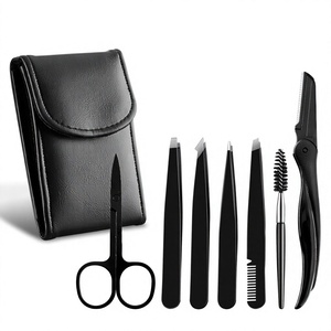 Ensemble de tondeuses à sourcils, pincettes en acier inoxydable à pointe inclinée pour le modelage des sourcils et l'épilation - Product Image 1