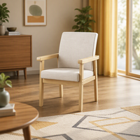 Fauteuil moderne en bois massif, cadre couleur bois naturel, chaise d'appoint rembourrée en tissu, mobilier de salon, vente en gros