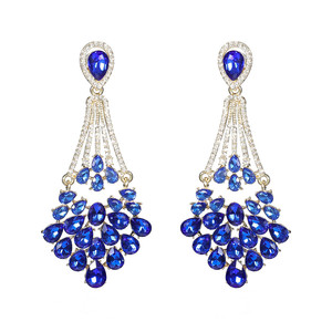 Pendientes de botón de cristal de colores con diamantes de imitación, estilo europeo americano, accesorios de oreja exagerados, pendientes de moda para espectáculos de bikini - Product Image 6