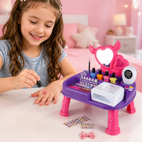 Ensemble de jeu de manucure pour enfants avec lampe de séchage des ongles, miroir et vernis à ongles, station de salon de beauté, cadeau pour filles