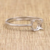 Sterling Silber 4mm/5mm/6mm/7mm/8mm Halbmontierter Ringrahmen, leerer Rohling zur Fassung, S925 Basis ohne Stein für Einlage