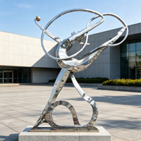 Sculptures miroir personnalisables en acier inoxydable pour gymnase et parc, style artistique dynamique, statue de gymnaste danseur