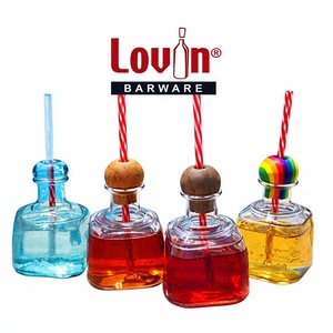ขวดค็อกเทลแก้ว Lovin พร้อมหลอดดูด แพ็ค 4 ขวด สำหรับงานปาร์ตี้และบาร์ - Product Image 1