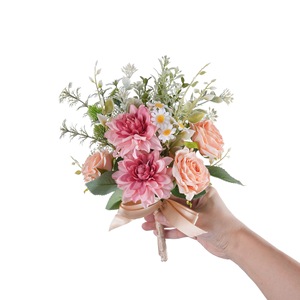 CallaFloral <b>Artificial</b> Dahlia Rose <b>Bouquet</b> Plastic Woven Fabric Wedding Indoor Wall Decoration - Product Image 5