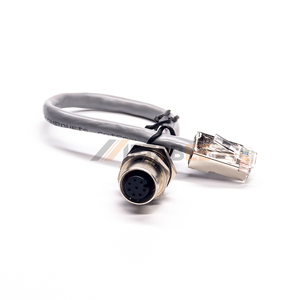 Cable Adaptador IP67 M12 de 8 Pines con Codificación A, Hembra a Macho RJ45, Blindado, 24AWG, para Cámara GigE Vision y Datos PLC - Product Image 2
