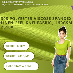 30S Polyester Viscose Spandex Linen-Feel Knit Fabric 150GSM for Dress T-Shirt Underwear - Product Image 3