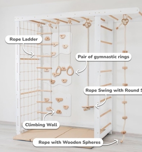 Venta caliente Montessori Playground Niños Interior de madera Monkey Bars Escalera sueca montada en la pared de madera maciza para niños pequeños - Product Image 3