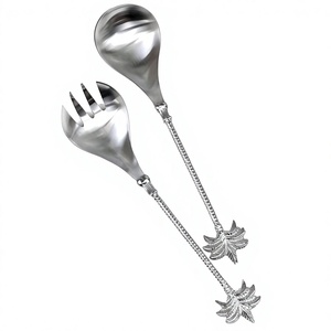Restaurant Buffet Dinner Serving Spoons Slotted Spoon Gold Salad Set Good Quality Spoons Salad Server Set With Acrylic Handle - Product Image 5
