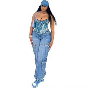 Produttore all'ingrosso Custom <span class=keywords><strong>donna</strong></span> a vita alta a gamba larga <span class=keywords><strong>Jeans</strong></span> alla moda elasticizzato traspirante <span class=keywords><strong>abbigliamento</strong></span> da lavoro di vendita caldo - Product Image 6