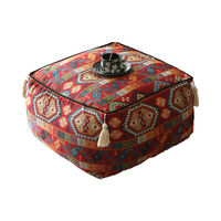 Housses de pouf carrées bohèmes personnalisées en gros, coussin remplaçable et lavable pour salon