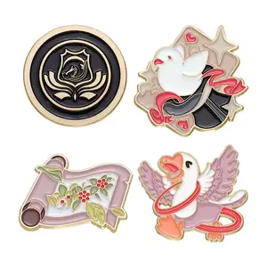 Acessórios elegantes Lágrimas de Themis Pássaro Pato Esmalte Pins Atacado Flor Livro Roll Broches Alta Qualidade Lapel Badge