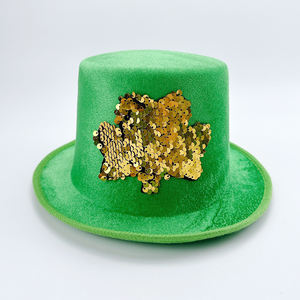 Chapeau d'habillage de <span class=keywords><strong>magicien</strong></span> couleur soie plume verte irlandaise chapeau de Lincoln en Nylon de nouvel an <span class=keywords><strong>pour</strong></span> décorations de fête d'artistes de scène - Product Image 5