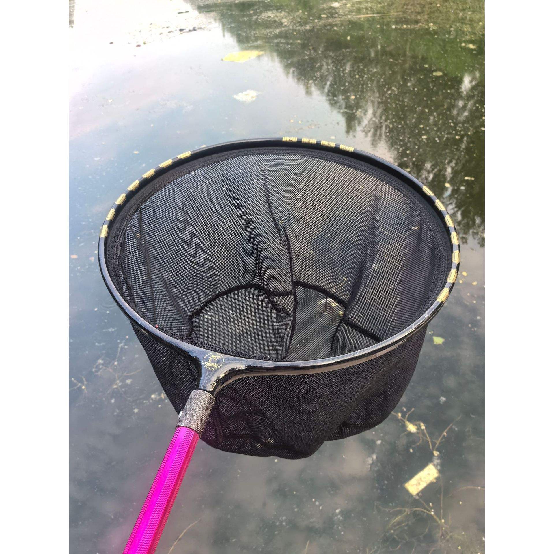 One-piece black and gold mesh head