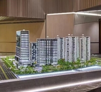 Maquette de bâtiment 3D personnalisée professionnelle avec éclairage LED, design moderne, matériaux ABS/Bois/PVC pour présentoirs immobiliers d'appartements