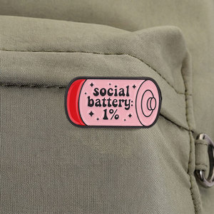 Set Pin Enamel Kesehatan Mental Kreatif Warna Pink, Lencana Logam Baterai Sosial, Pin Kerah Elegan, Hadiah Dekorasi untuknya - Product Image 4