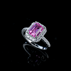S925 <b>Silver</b> Lab Grown Padparadscha Pink Blue Sapphire <b>Solitaire</b> <b>Ring</b> Fashion Fine Jewelry Wedding Engagement Gift for WomenQ - Product Image 1