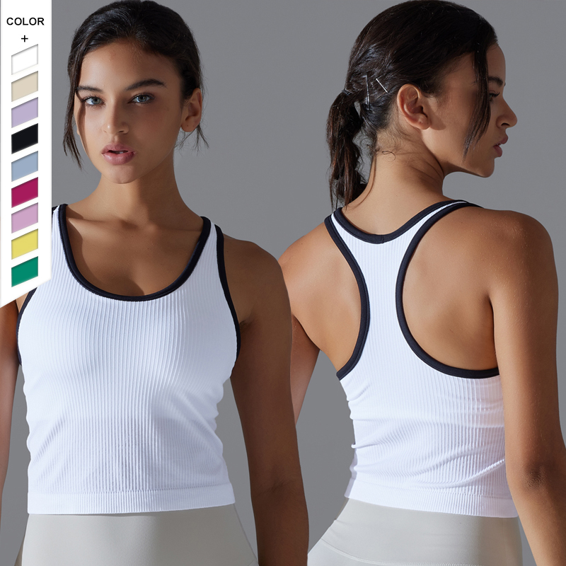2024 New Yoga Back Fitness Running Breathable Striped Tank Top Quick Drying Fitness Clothes Sexy Slim Fit Top for Women
