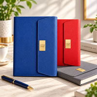 Carnet A5 en PU en gros avec plaque logo métallique personnalisée, couverture à rabat diagonal, agenda de bureau professionnel, plusieurs couleurs